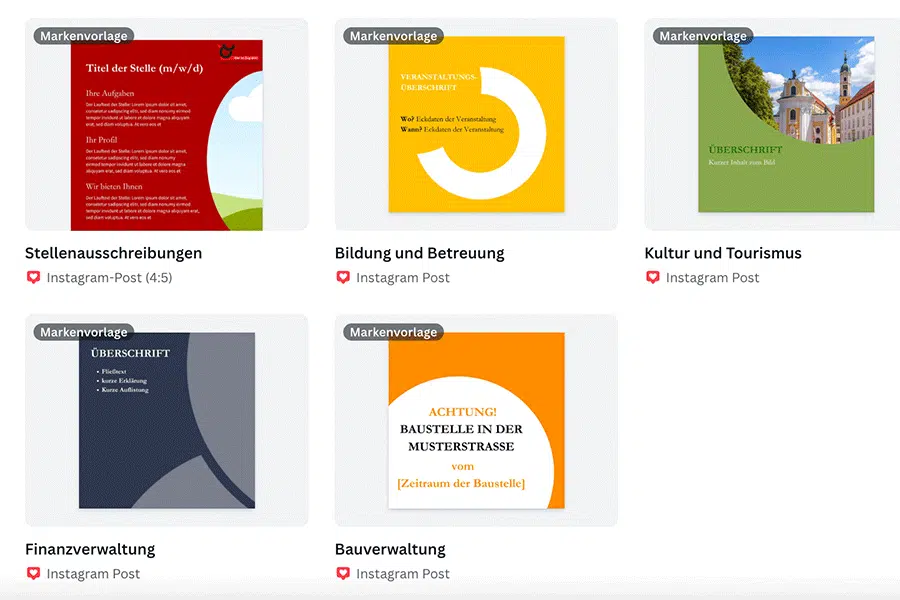 Vorlagen bei Canva