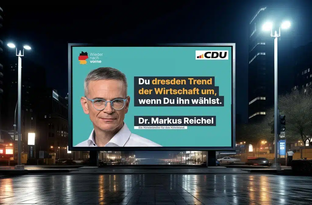 Großflächen, Citylights und Radiospot für die Kampagne von Dr. Markus Reichel.