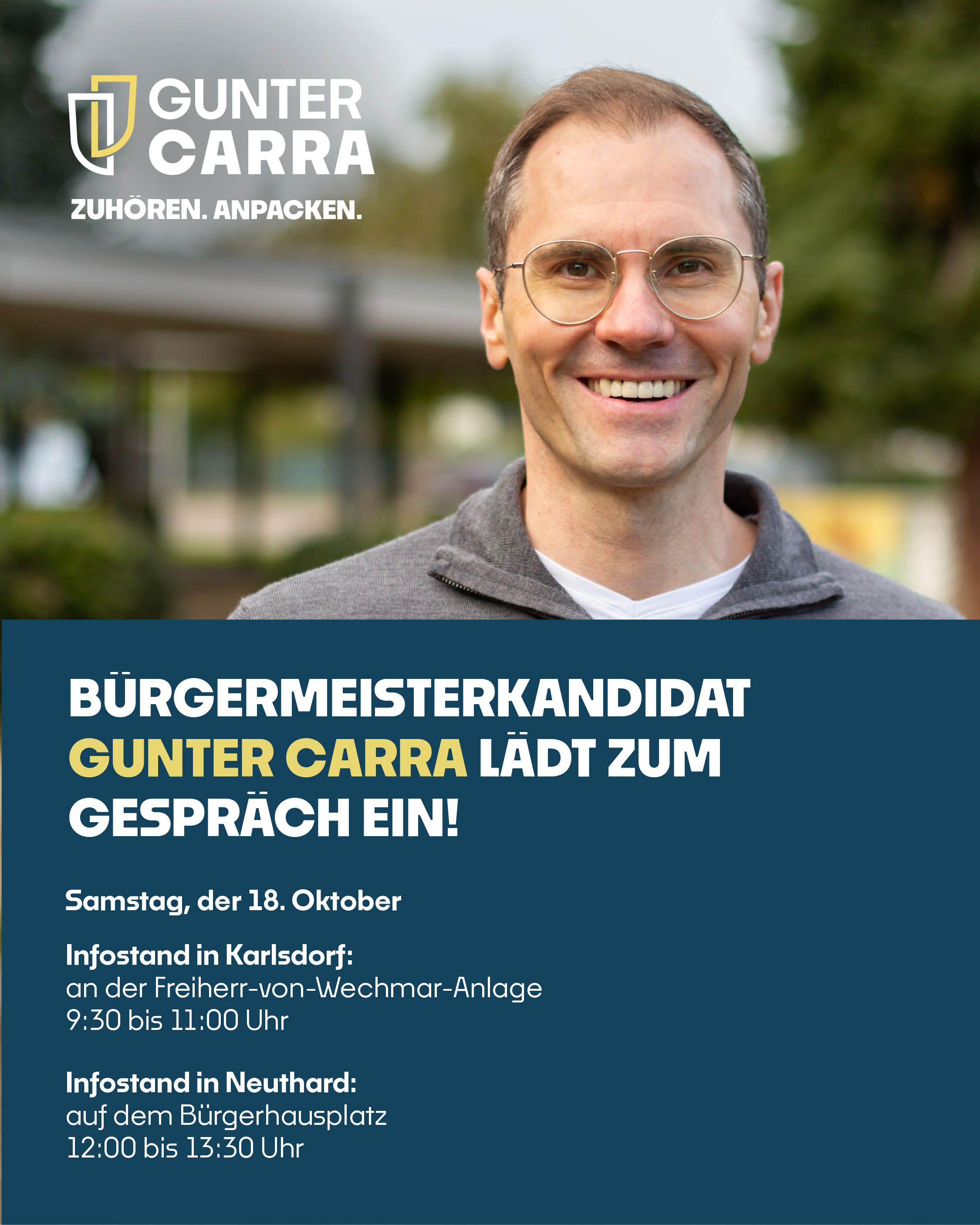 Kampagnendesign und Printprodukte für den Wahlkampf in Karlsdorf-Neuthard.