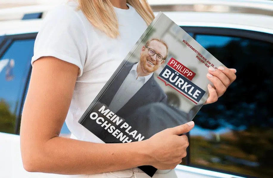 Kampagnendesign für die Bürgermeisterwahl in Ochsenhausen.