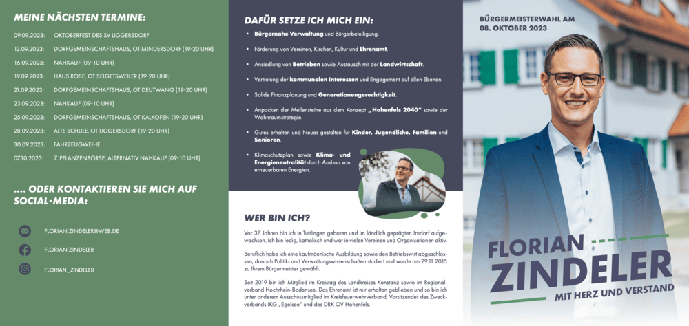 Der Kandidatenflyer: acht Jahre Bilanz, klare Ideen für die kommende Amtszeit